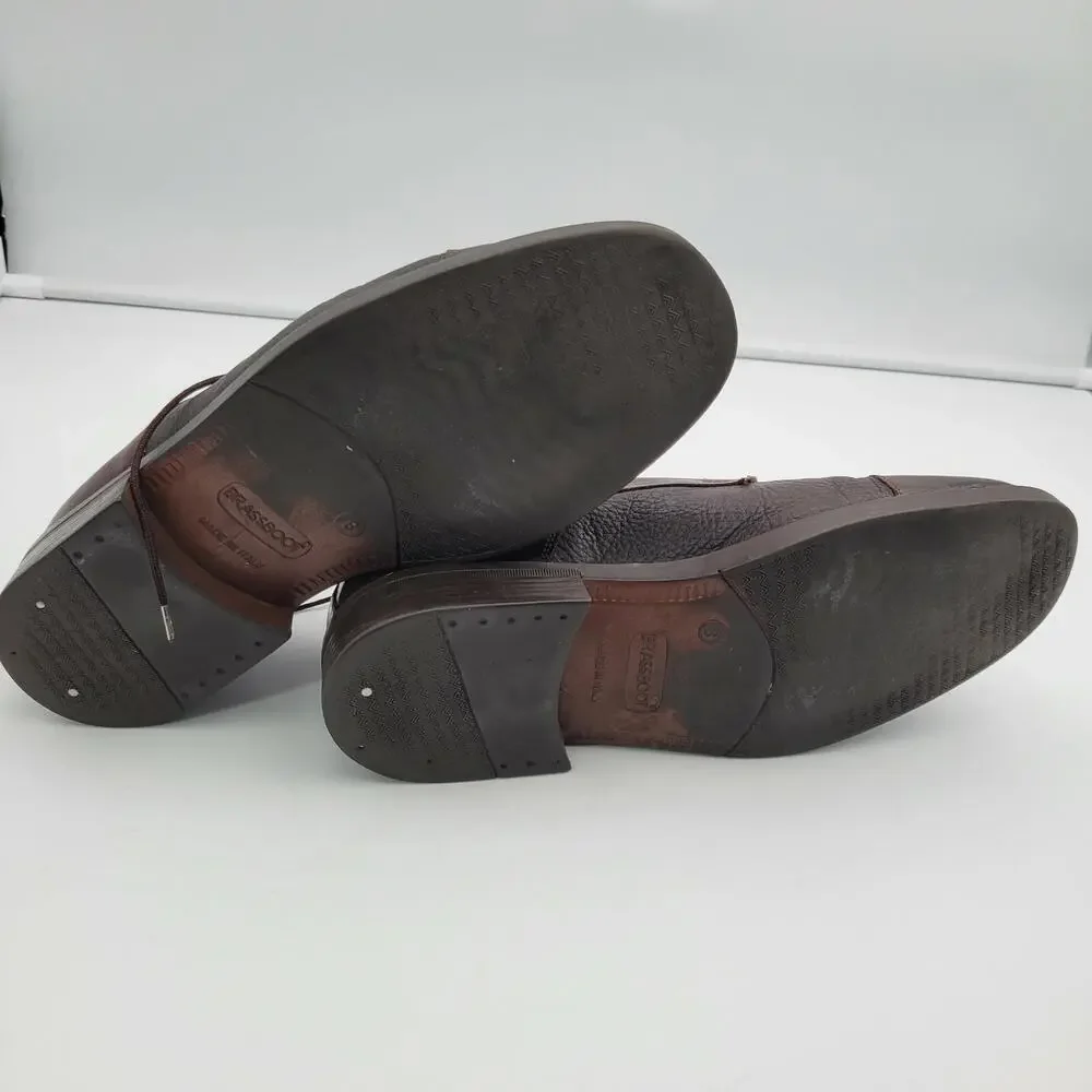 Brass Boot Oxford Shoes Mens 8 Brown Leather Cap Toe Dress Shoes‎ Made in Italy